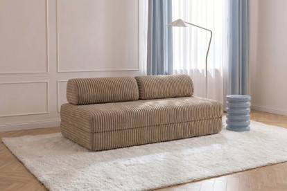 Canapé 3 places convertible et modulable, mousse écologique et assise ferme  - Velours côtelé XL Marron