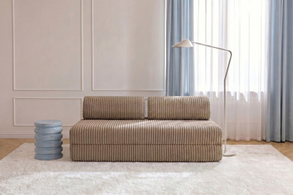 Canapé 3 places convertible et modulable, mousse écologique et assise ferme  - Velours côtelé XL Marron