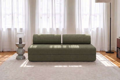 Canapé 3 places convertible et modulable, mousse écologique et assise ferme  - Velours côtelé XL Vert