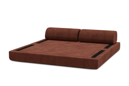 Canapé 3 places convertible et modulable, mousse écologique et assise ferme  - Velours côtelé XL Terracotta