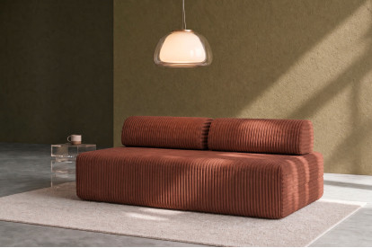 Canapé 3 places non convertible et modulable - Velours côtelé XL Terracotta