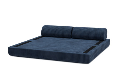 Canapé 3 places convertible et modulable, mousse écologique et assise ferme  - Velours côtelé XL Bleu
