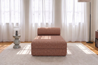 Méridienne convertible et modulable, mousse écologique et assise ferme  - Tissu tweed Rouge