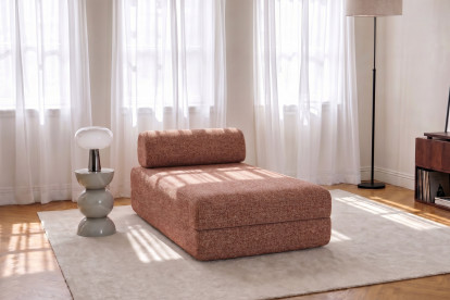 Méridienne convertible et modulable, mousse écologique et assise ferme  - Tissu tweed Rouge