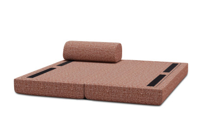 Méridienne convertible et modulable, mousse écologique et assise ferme  - Tissu tweed Rouge