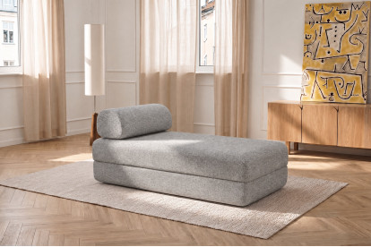 Méridienne convertible et modulable, mousse écologique et assise ferme  - Tissu tweed Gris