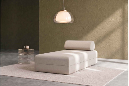 Méridienne non convertible et modulable - Tissu lisse Beige