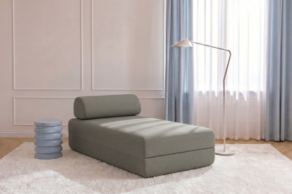 Méridienne convertible et modulable, mousse écologique et assise ferme  - Tissu lisse Taupe