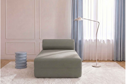 Méridienne non convertible et modulable - Tissu lisse Taupe