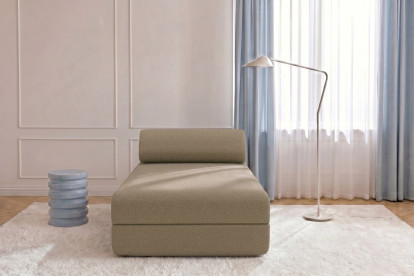 Méridienne convertible et modulable, mousse écologique et assise ferme  - Tissu lisse Marron