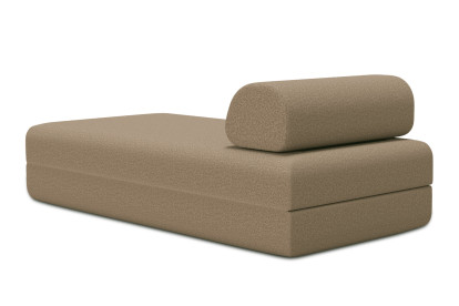 Méridienne convertible et modulable, mousse écologique et assise ferme  - Tissu lisse Marron