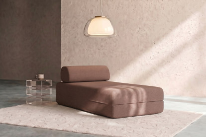 Méridienne convertible et modulable, mousse écologique et assise ferme  - Tissu lisse Terracotta