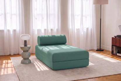 Méridienne convertible et modulable, mousse écologique et assise ferme  - Tissu lisse Vert