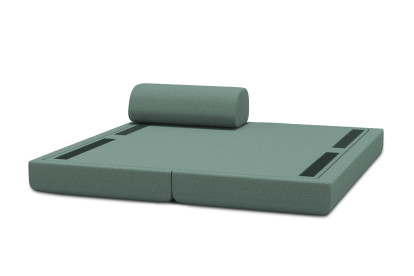 Méridienne convertible et modulable, mousse écologique et assise ferme  - Tissu lisse Vert