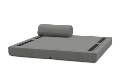 Méridienne convertible et modulable, mousse écologique et assise ferme  - Tissu lisse Gris