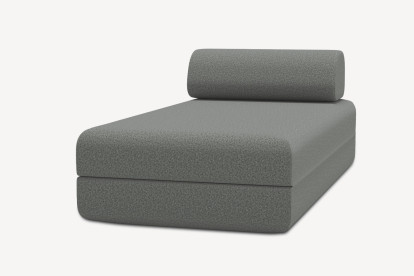 Méridienne convertible et modulable, mousse écologique et assise ferme  - Tissu lisse Gris