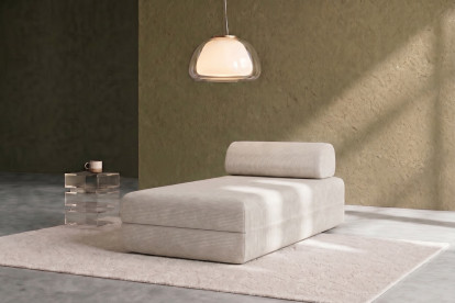 Méridienne convertible et modulable, mousse écologique et assise ferme  - Velours côtelé Blanc