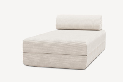 Méridienne convertible et modulable, mousse écologique et assise ferme  - Velours côtelé Blanc
