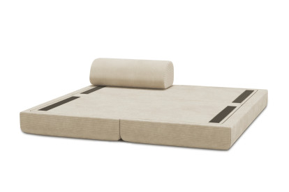 Méridienne convertible et modulable, mousse écologique et assise ferme  - Velours côtelé Beige