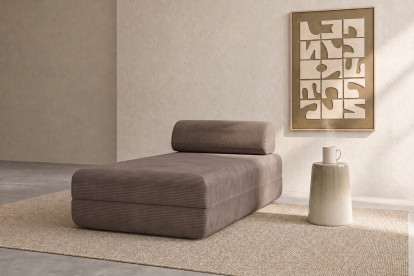 Méridienne convertible et modulable, mousse écologique et assise ferme  - Velours côtelé Taupe