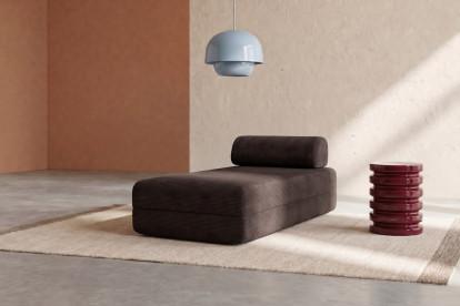 Méridienne convertible et modulable, mousse écologique et assise ferme  - Velours côtelé Marron