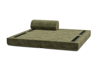 Méridienne convertible et modulable, mousse écologique et assise ferme  - Velours côtelé Vert
