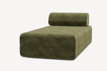 Méridienne convertible et modulable, mousse écologique et assise ferme  - Velours côtelé Vert