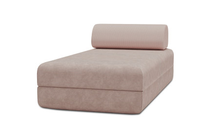 Méridienne convertible et modulable, mousse écologique et assise ferme  - Velours côtelé Rose pâle