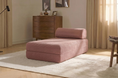 Méridienne convertible et modulable, mousse écologique et assise ferme  - Velours côtelé Rose