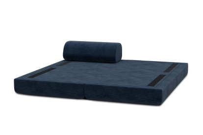 Méridienne convertible et modulable, mousse écologique et assise ferme  - Velours côtelé Bleu