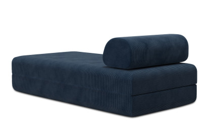 Méridienne convertible et modulable, mousse écologique et assise ferme  - Velours côtelé Bleu
