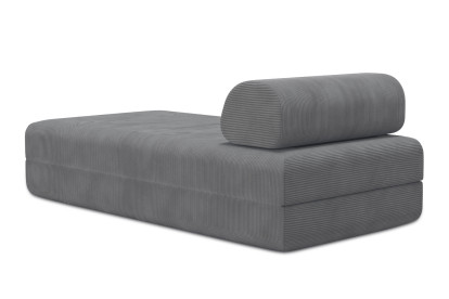 Méridienne convertible et modulable, mousse écologique et assise ferme  - Velours côtelé Gris