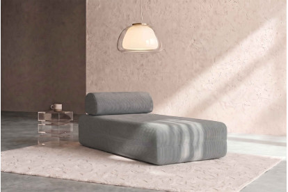 Méridienne non convertible et modulable - Velours côtelé Gris