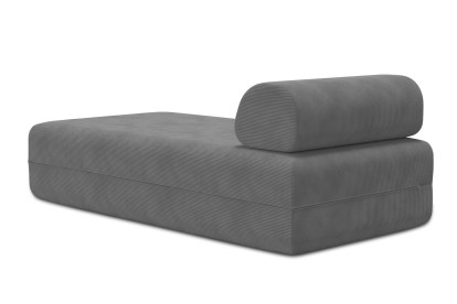 Méridienne non convertible et modulable - Velours côtelé Gris