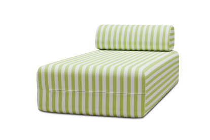 Méridienne modulable, mousse écologique et assise ferme  - Tissu extérieur à rayures, blanc et vert anis