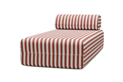 Méridienne modulable, mousse écologique et assise ferme  - Tissu extérieur à rayures, blanc et rouge