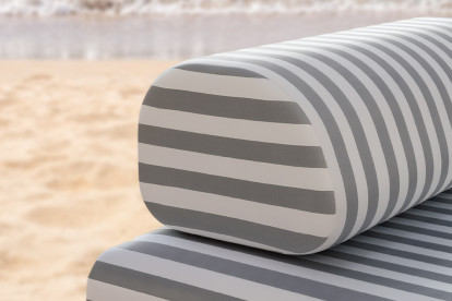 Méridienne modulable, mousse écologique et assise ferme  - Tissu extérieur à rayures, blanc et gris