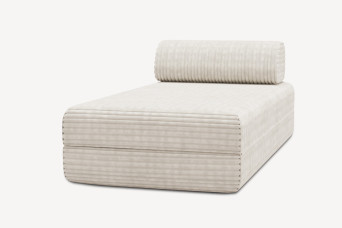 Méridienne convertible et modulable, mousse écologique et assise ferme  - Velours côtelé XL Blanc