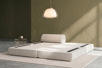 Méridienne convertible et modulable, mousse écologique et assise ferme  - Velours côtelé XL Blanc