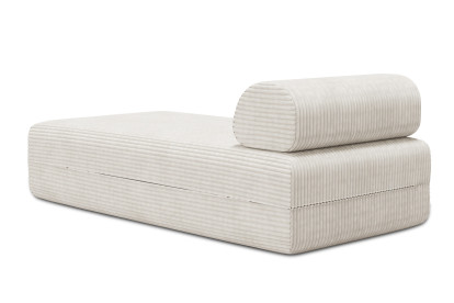 Méridienne non convertible et modulable - Velours côtelé XL Blanc
