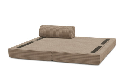 Méridienne convertible et modulable, mousse écologique et assise ferme  - Velours côtelé XL Marron