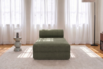 Méridienne convertible et modulable, mousse écologique et assise ferme  - Velours côtelé XL Vert