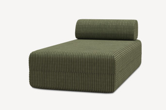 Méridienne non convertible et modulable - Velours côtelé XL Vert