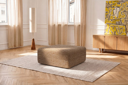 Pouf non convertible et modulable - Tissu tweed Marron