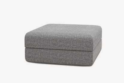 Pouf convertible et modulable, mousse écologique et assise ferme  - Tissu tweed Gris