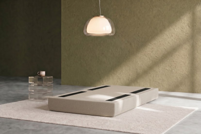 Pouf convertible et modulable, mousse écologique et assise ferme  - Tissu lisse Beige
