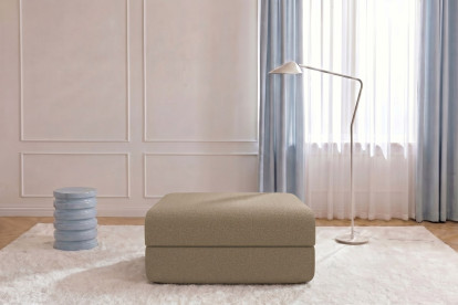Pouf convertible et modulable, mousse écologique et assise ferme  - Tissu lisse Marron