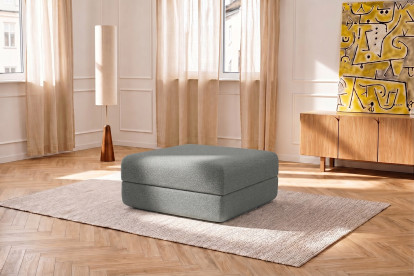 Pouf convertible et modulable, mousse écologique et assise ferme  - Tissu lisse Gris