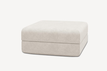 Pouf convertible et modulable, mousse écologique et assise ferme  - Velours côtelé Blanc