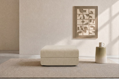 Pouf convertible et modulable, mousse écologique et assise ferme  - Velours côtelé Beige